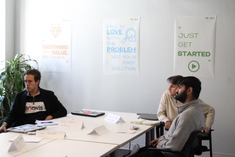 CREATE-X Spring Startup Launch participants listening to a presentation during a kickoff session.